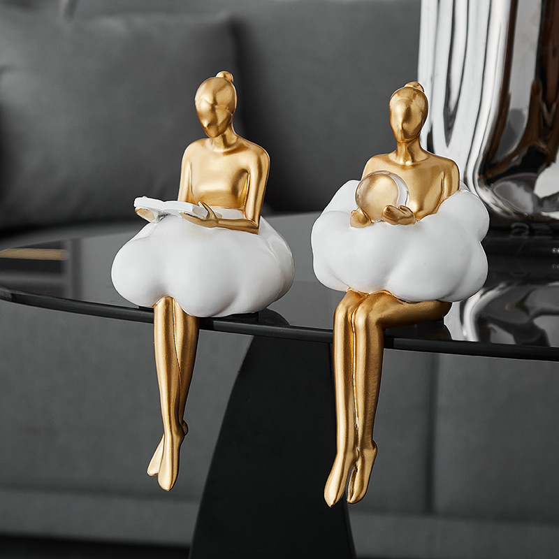 Resin Art Dining Table - Statua di Ballerina con Nuvole, Arte