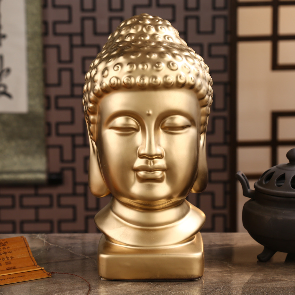 Resin Art India - Statua ornamentale di Buddha in oro