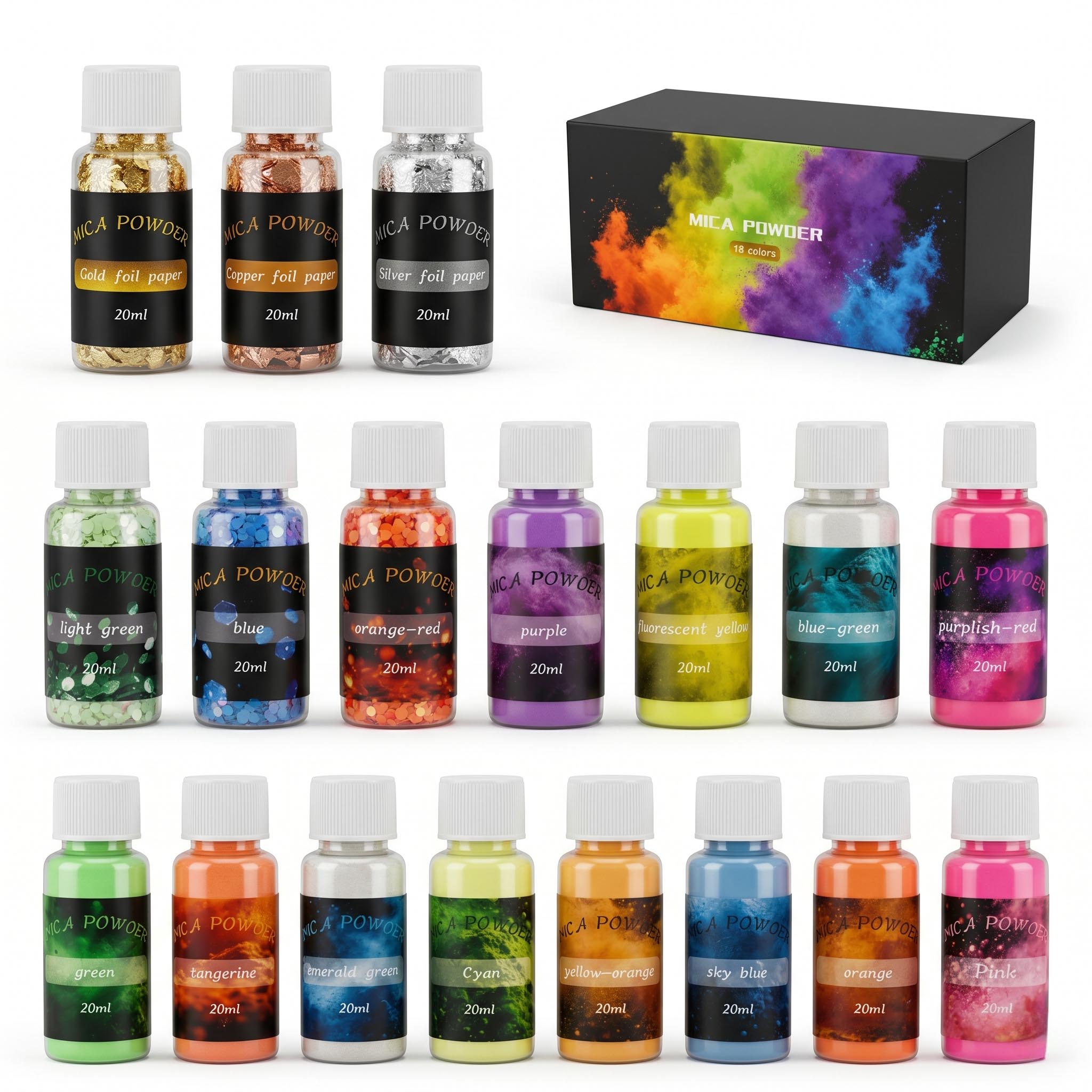 Set di 18 Colori di Polvere di - Mica Flake Resin recensione e prezzo